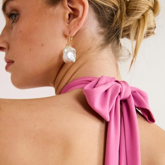 Reliquia natural "cocoon" pearl baroque drop earrings in real silver - Picture 3 of 9